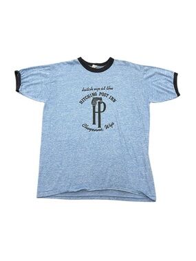 Vintage Russell Athletic Ringer T-Shirt Blue/Navy 1980s Single Stitch USA